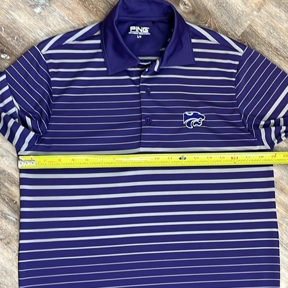 K State Ping Golf Polo Shirt Men's Size Small Purple Light Gray Stripes Wildcat - Picture 13 of 16